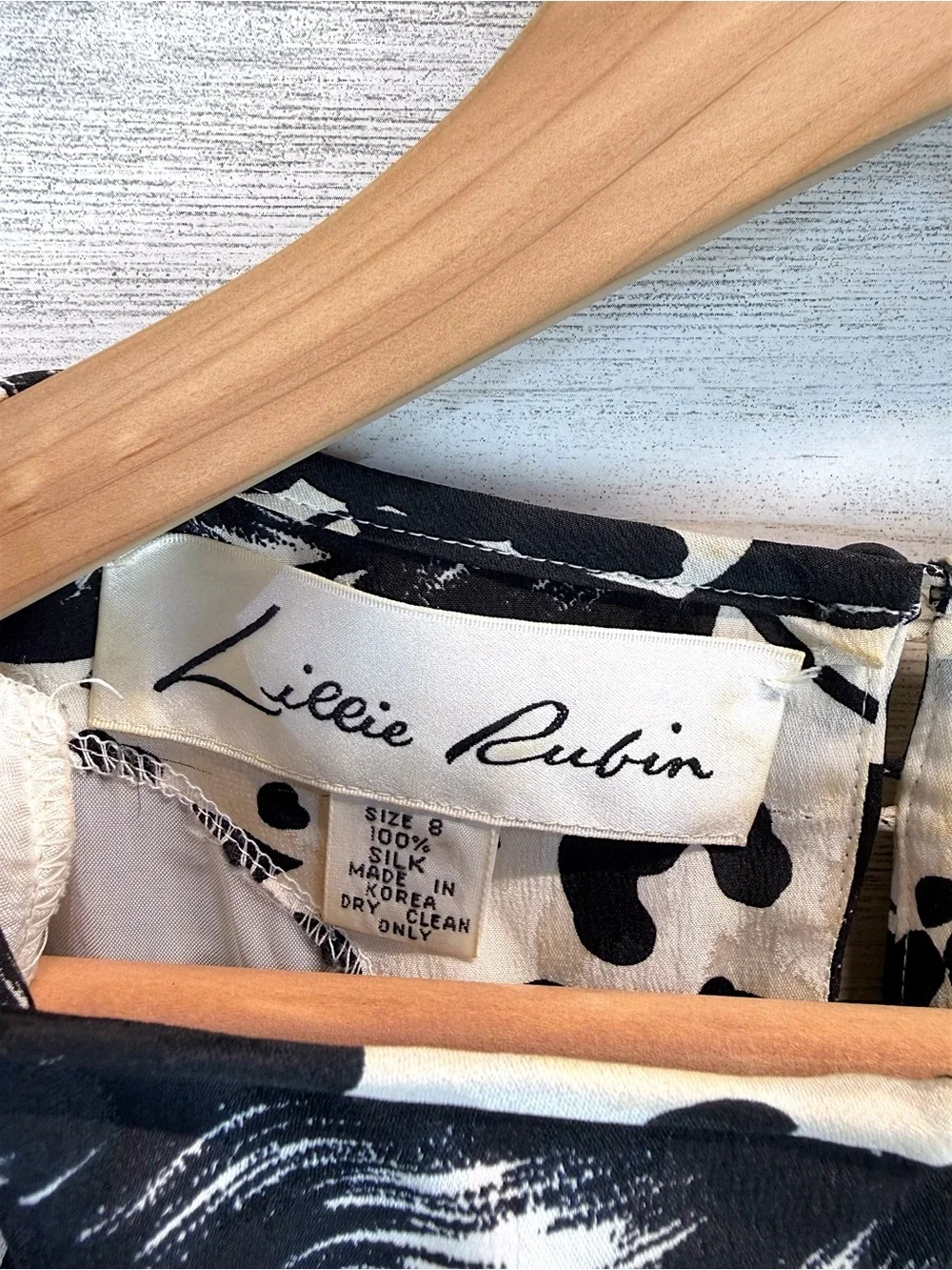 Vintage Lillie Rubin 100% Silk Cocktail Dress Black White Beaded Size 8 - Picture 14 of 14
